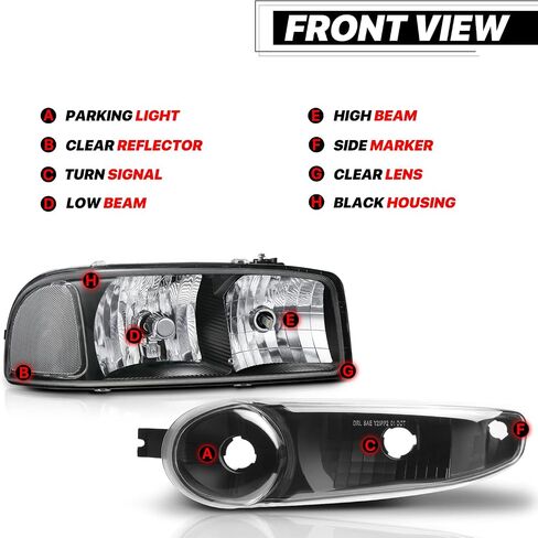 M-AUTO Switchback LED Tube DRL Black Headlights Assembly Compatible with 2001 GMC Sierra C3, 02-06 Sierra 1500 Denali, 07 Sierra 1500 Denali Classic, 01-06 Yukon Denali/Yukon Xl 1500 Denali in Kuwait