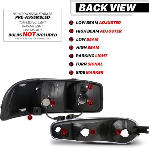 M-AUTO Switchback LED Tube DRL Black Headlights Assembly Compatible with 2001 GMC Sierra C3, 02-06 Sierra 1500 Denali, 07 Sierra 1500 Denali Classic, 01-06 Yukon Denali/Yukon Xl 1500 Denali in Kuwait