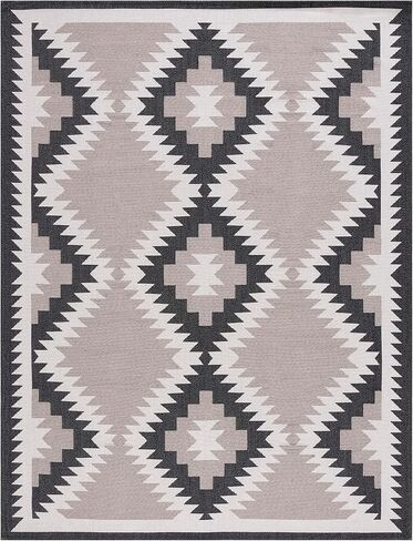 SAFAVIEH Augustine Collection Area Rug - 8' x 10', Beige & Black, Rustic Tribal Design, Non-Shedding & Easy Care, Ideal for High Traffic Areas in Living Room, Bedroom (AGT438B) in Saudi Arabia
