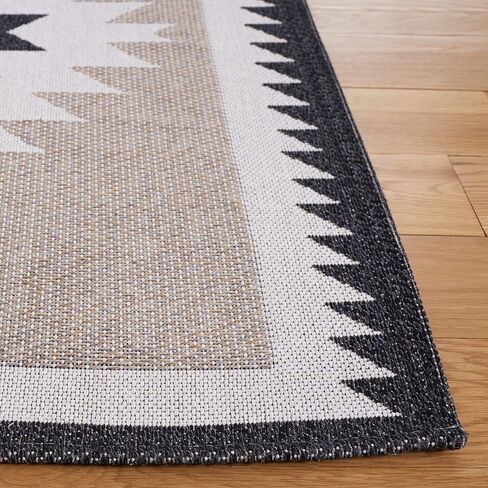 SAFAVIEH Augustine Collection Area Rug - 8' x 10', Beige & Black, Rustic Tribal Design, Non-Shedding & Easy Care, Ideal for High Traffic Areas in Living Room, Bedroom (AGT438B) in Saudi Arabia
