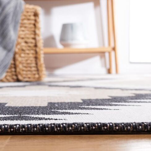 SAFAVIEH Augustine Collection Area Rug - 8' x 10', Beige & Black, Rustic Tribal Design, Non-Shedding & Easy Care, Ideal for High Traffic Areas in Living Room, Bedroom (AGT438B) in Saudi Arabia