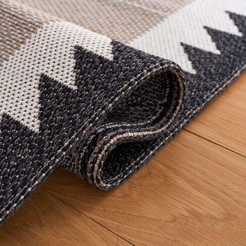 SAFAVIEH Augustine Collection Area Rug - 8' x 10', Beige & Black, Rustic Tribal Design, Non-Shedding & Easy Care, Ideal for High Traffic Areas in Living Room, Bedroom (AGT438B) in Saudi Arabia