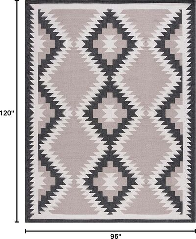 SAFAVIEH Augustine Collection Area Rug - 8' x 10', Beige & Black, Rustic Tribal Design, Non-Shedding & Easy Care, Ideal for High Traffic Areas in Living Room, Bedroom (AGT438B) in Saudi Arabia