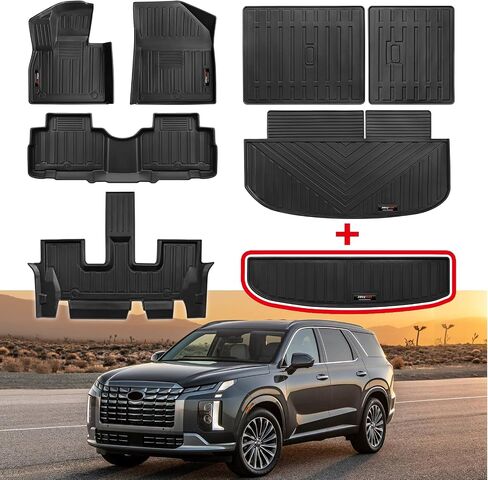 for 2020-2024 2025 Hyundai Palisade Trunk Cargo Liner with Rear Seat Backrest Mat All Weather TPE Rubber Protection Mat for Palisade 7&8 Seats Accessories (Cargo Liner+Backrest Mat) in Saudi Arabia