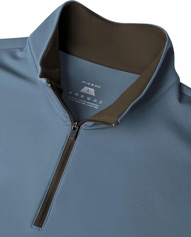 Fioboc Men's Half Zip Mock Neck Tee SmoothBlend Long Sleeve T-Shirt Quick-Drying Solid Smooth Top T-Shirt S-4XL in Kuwait