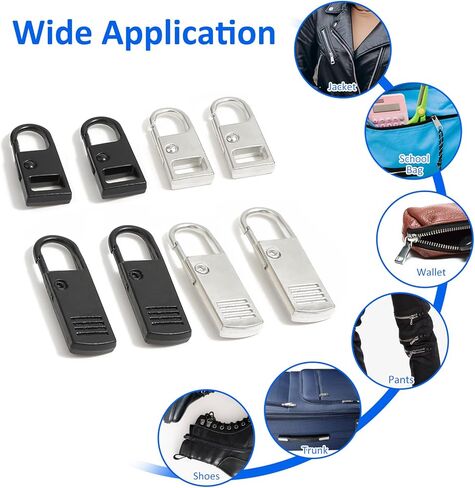 8 PCS Upgraded Zipper Pulls Detachable Zipper Pull Tabs Zipper Pull Replacement Sliders Zipper Extender Universal Metal Zipper Handle Repair Kit for Suitcase Luggage Jacket Coat Backpack Wallet in Saudi Arabia