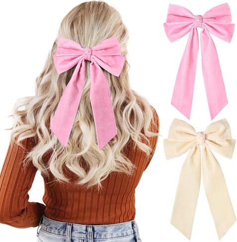 10Pcs 5" Velvet Hair Bows Girls Hair Clips Ponytail Holder Accessories for Women Girls Toddlers in Saudi Arabia