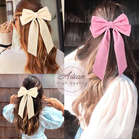 10Pcs 5" Velvet Hair Bows Girls Hair Clips Ponytail Holder Accessories for Women Girls Toddlers in Saudi Arabia
