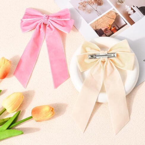 10Pcs 5" Velvet Hair Bows Girls Hair Clips Ponytail Holder Accessories for Women Girls Toddlers in Saudi Arabia