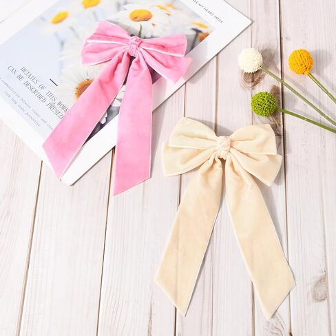 10Pcs 5" Velvet Hair Bows Girls Hair Clips Ponytail Holder Accessories for Women Girls Toddlers in Saudi Arabia