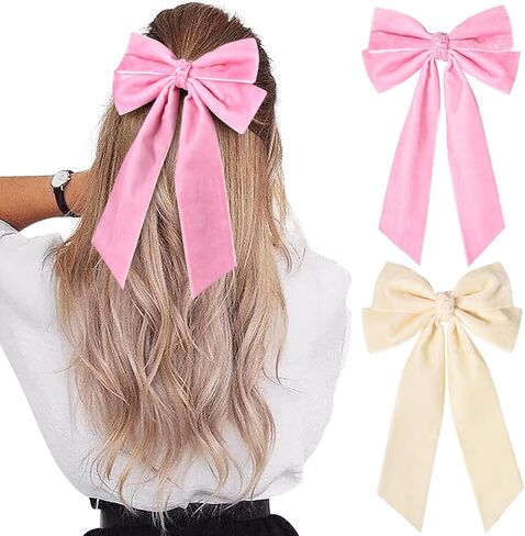 10Pcs 5" Velvet Hair Bows Girls Hair Clips Ponytail Holder Accessories for Women Girls Toddlers in Saudi Arabia