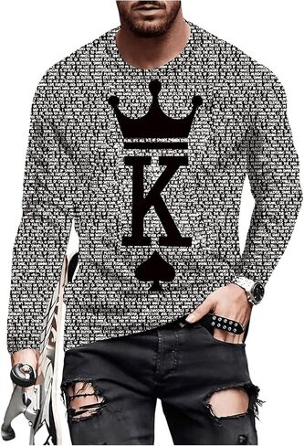SOLY HUX Men's Letter Print Long Sleeve T Shirt Round Neck Casual Graphic Tees Tops in Kuwait