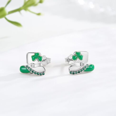 TANGPOET Hypoallergenic St.Patrick's Day Stud Earrings 925 Sterling Silver St.Patrick's Day Green Earrings Cute Ear Studs Jewelry Gifts for Women Girls in Saudi Arabia