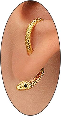 Gothic Gold Snake Stud Earrings for Women Vintage Serpent Piercing Cartilage Earrings Punk Animal Earrings Party Jewelry Accessories in Kuwait