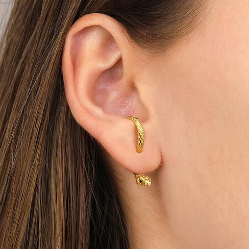 Gothic Gold Snake Stud Earrings for Women Vintage Serpent Piercing Cartilage Earrings Punk Animal Earrings Party Jewelry Accessories in Kuwait