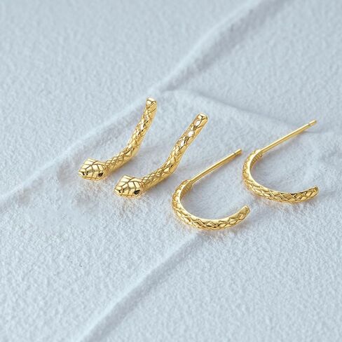 Gothic Gold Snake Stud Earrings for Women Vintage Serpent Piercing Cartilage Earrings Punk Animal Earrings Party Jewelry Accessories in Kuwait
