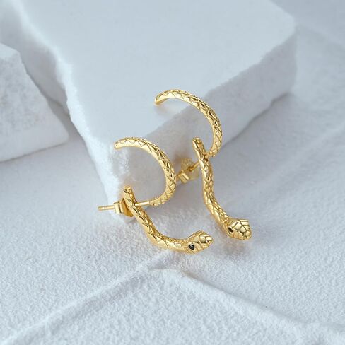 Gothic Gold Snake Stud Earrings for Women Vintage Serpent Piercing Cartilage Earrings Punk Animal Earrings Party Jewelry Accessories in Kuwait
