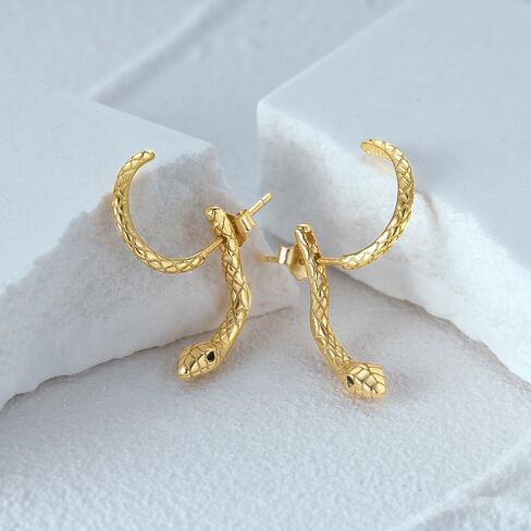 Gothic Gold Snake Stud Earrings for Women Vintage Serpent Piercing Cartilage Earrings Punk Animal Earrings Party Jewelry Accessories in Kuwait