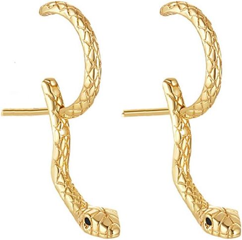 Gothic Gold Snake Stud Earrings for Women Vintage Serpent Piercing Cartilage Earrings Punk Animal Earrings Party Jewelry Accessories in Kuwait