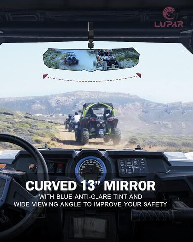 UTV RZR Rear View Mirror with LED Light fits 1.75"-2" Roll Cage Bar Aluminum Rearview Center Mirrors for SXS Polaris XP 1000 Pioneer Talon Can-Am Maverick X3 Kawasaki Arctic Cat Wildcat in Saudi Arabia