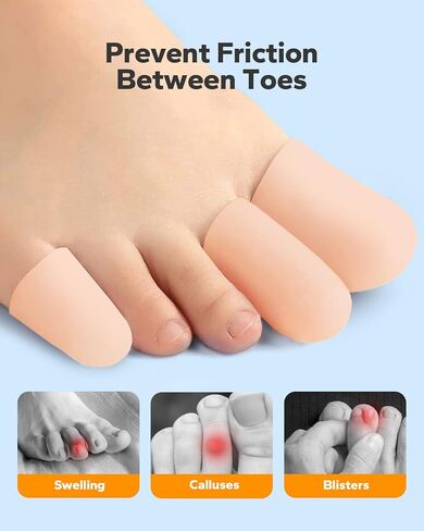 واقيات أصابع القدم من السيليكون من كوموكو (12 عبوة)، أغطية جل لأصابع القدم، وسائد واقية لأصابع القدم الكبيرة وتحمي لتوفير الراحة من أظافر القدم المفقودة أو الغارزة في الجلد، والذرة، والبثور، وأصابع القدم المطرقة (6 كبيرة، 6 صغيرة) in Kuwait