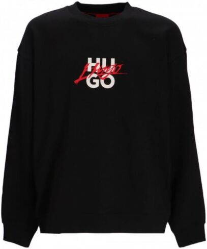 سويت شيرت رجالي برقبة دائرية وشعار Script Stack من HUGO in Kuwait