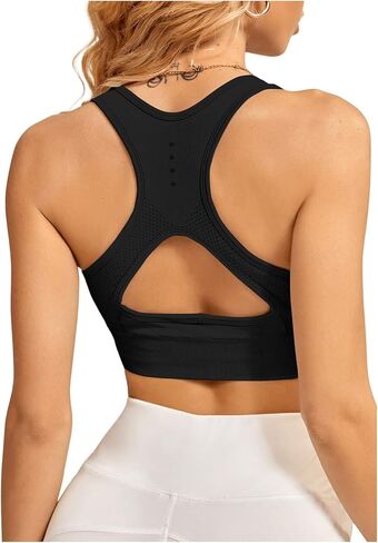 MakeMeChic Women's Racerback Sports Bras Cut Out Round Neck Sleeveless Workout Yoga Bras in Saudi Arabia