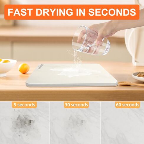 Foldable Stone Bath Mat,Diatomaceous Earth Shower Mat,Durable Stone Drying Mat for Bathroom Kitchen Non-Slip Super Absorbent Quick Dry,Natural,Easy to Clean(20" ×16" White Marble) in Saudi Arabia