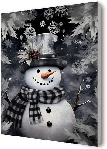 Snowman Wall Decor, Christmas Wall Decor, Black Snowman Wall Art Prints, Winter Wall Art Decor, Christmas Wall Decorations for Home Office Living Room Bedroom, 11x14 Inches Framed in Saudi Arabia