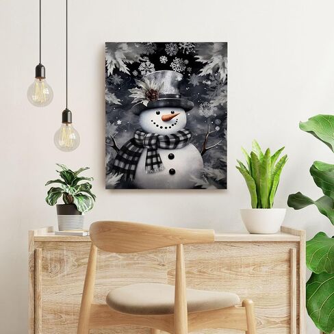Snowman Wall Decor, Christmas Wall Decor, Black Snowman Wall Art Prints, Winter Wall Art Decor, Christmas Wall Decorations for Home Office Living Room Bedroom, 11x14 Inches Framed in Saudi Arabia