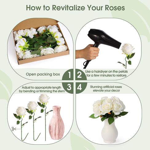 ZUVYRO 20PCs Realistic Red Roses Artificial Flowers with Long Stems, Real Touch Fake Red Roses Bulk for Arrangement Wedding Party Home Table Decor, DIY Bouquet in Saudi Arabia