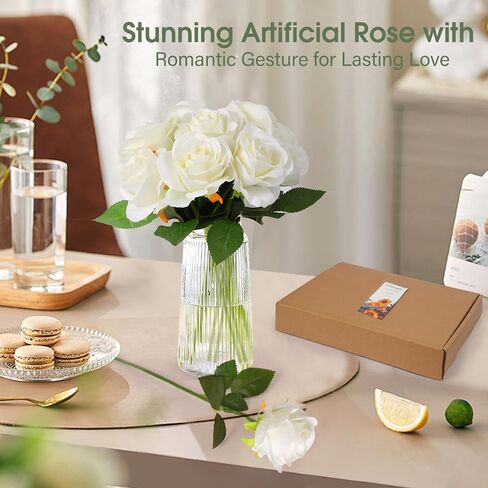 ZUVYRO 20PCs Realistic Red Roses Artificial Flowers with Long Stems, Real Touch Fake Red Roses Bulk for Arrangement Wedding Party Home Table Decor, DIY Bouquet in Saudi Arabia