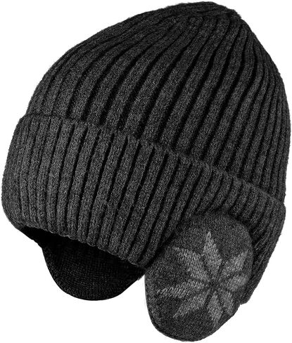 Men Knitted Hat with Ear Cover Women Earflap Winter Hats Thermal Cycling Cap Stretchy Knit Beanie Ski Skull Cap in Kuwait