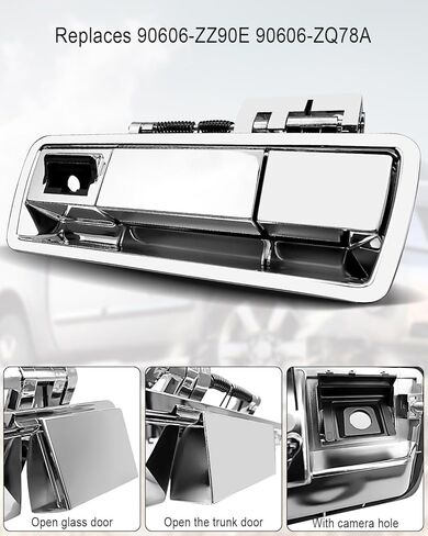 مقبض الباب الخلفي متوافق مع Nissan Armada 2004-2015، مقبض الباب الخلفي يحل محل 90606-ZZ90E 90606-ZQ78A، مقبض الباب الخلفي الخارجي مع فتحة الكاميرا فضي in Kuwait