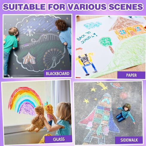 Dustless Chalk for Kids - 12 PCS Colored Non-toxic Twistable Sidewalk Chalk with Holder, Dust-free Washable Toddler Chalk, Art Tool for Children Outdoor Blackboard Drawing Writing (Plastic Box-Packed) in Saudi Arabia