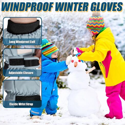 قفازات RIGWARL للتزلج على الجليد للأطفال مقاومة للماء ودافئة على الجليد للأولاد والبنات (وردي) in Kuwait