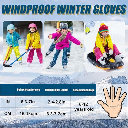 قفازات RIGWARL للتزلج على الجليد للأطفال مقاومة للماء ودافئة على الجليد للأولاد والبنات (وردي) in Kuwait