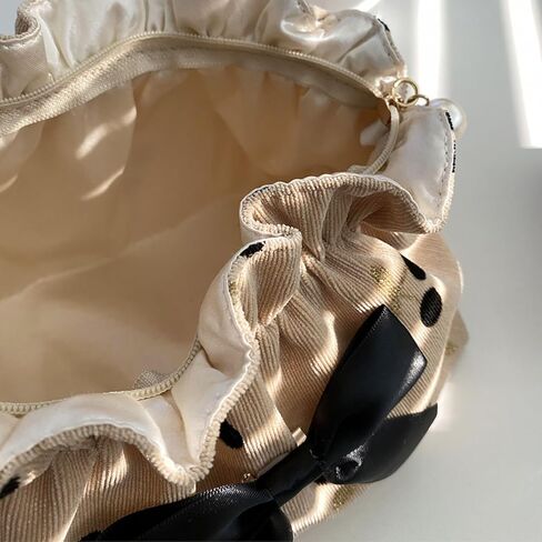 Cosmetic Bag Female Large-Capacity Cosmetic Bag Travel Carrying Bag Corduroy Cherry Bow Storage Bag(style1) in Saudi Arabia