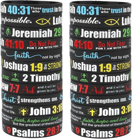 kilofly 12/24-Pack Christian Bible Verse Silicone Wristbands Scripture Bracelets in Kuwait
