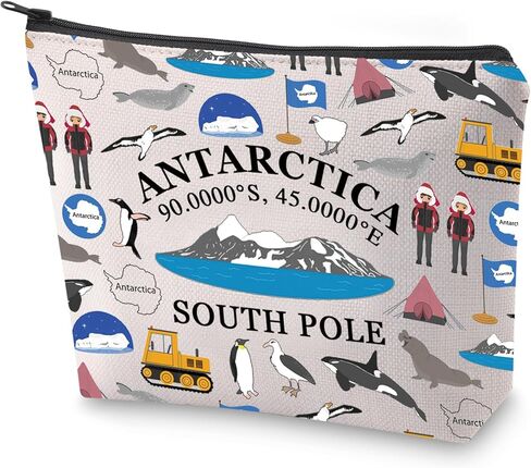 BLUPARK Antarctica Souvenir Cosmetic Bag Antarctica South Pole Travel Makeup Bag Antarctica Animal Lover Gift (Antarctica) in Kuwait