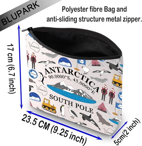 BLUPARK Antarctica Souvenir Cosmetic Bag Antarctica South Pole Travel Makeup Bag Antarctica Animal Lover Gift (Antarctica) in Kuwait