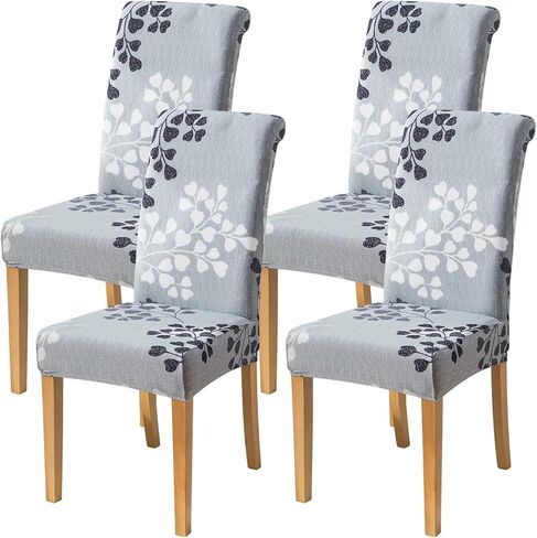 FORCHEER Dining Room Chair Covers for Dining Room Set of 4,Stretch Dining Chair Cover for Dining Room Kitchen Washable Removable(4Pack,Printed Geometric Pattern) in Kuwait