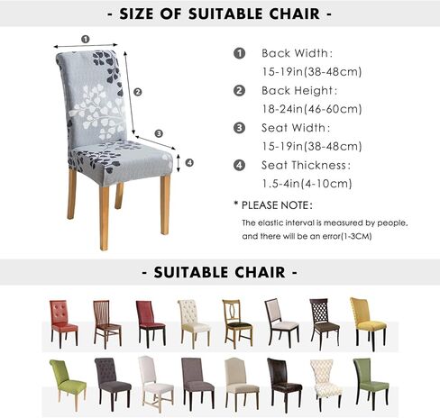 FORCHEER Dining Room Chair Covers for Dining Room Set of 4,Stretch Dining Chair Cover for Dining Room Kitchen Washable Removable(4Pack,Printed Geometric Pattern) in Kuwait