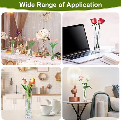 12 Pack Glass Cylinder Bud Vases - Clear Slim Flower Vases Set for Wedding Table Decor - 7.5 Inches Tall Flowers Holder Home Decor for Centerpieces - Small Vase for Party Decorations in Saudi Arabia