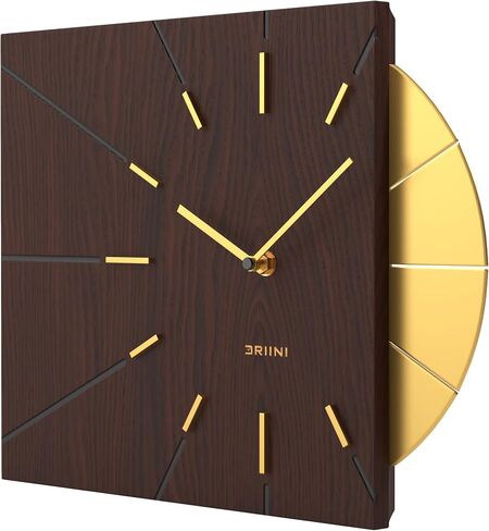 Driini Mid Century Modern Wall Clock – Square Black Clock with Decorative Gold Accent- Unique Modern Clock, Battery Operated - MCM Wall Clock & Decorative Wall Clock for Mid Century Modern Decor. in Saudi Arabia