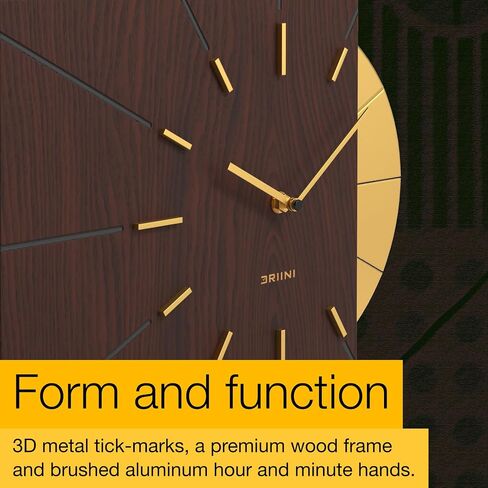 Driini Mid Century Modern Wall Clock – Square Black Clock with Decorative Gold Accent- Unique Modern Clock, Battery Operated - MCM Wall Clock & Decorative Wall Clock for Mid Century Modern Decor. in Saudi Arabia