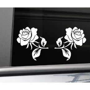 White Rose Pair (Left and Right) Vinyl Decal Car Truck Bumper Window Stickers