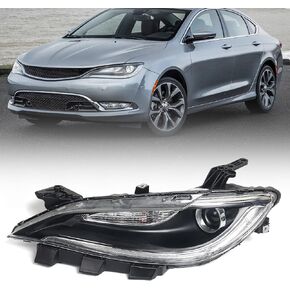 Halogen Headlight assembly Compatible with Chrysler 200 200c 2015 2016 2017 W/O LED DRL Headlamp Head Light 68284785AA 68284784AA Left Driver Side