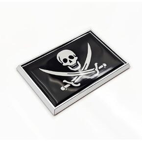 Pirate Jack Rackham Flag Sticker Emblem Decal Car Chrome Flags, 2 Pack, 3 x 2 inches