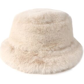 Zylioo Oversize 3XL/2XL/XL Fluffy Bucket Hat,L/M/S Faux Fur Warm Hat Petite,Large Winter Plush Fuzzy Hat for Big Heads
